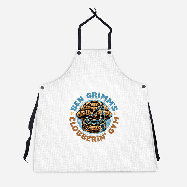 Clobberin Gym-Unisex-Kitchen-Apron-glitchygorilla