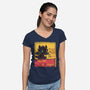 Dresser Un Dragon-Womens-V-Neck-Tee-turborat14