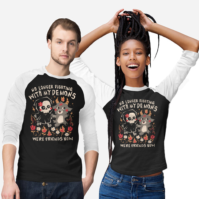 Friends With My Demons-Unisex-Baseball-Tee-eduely