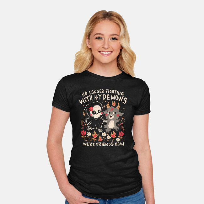 Friends With My Demons-Womens-Fitted-Tee-eduely