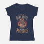Real Devil Before My Coffee-Womens-V-Neck-Tee-eduely