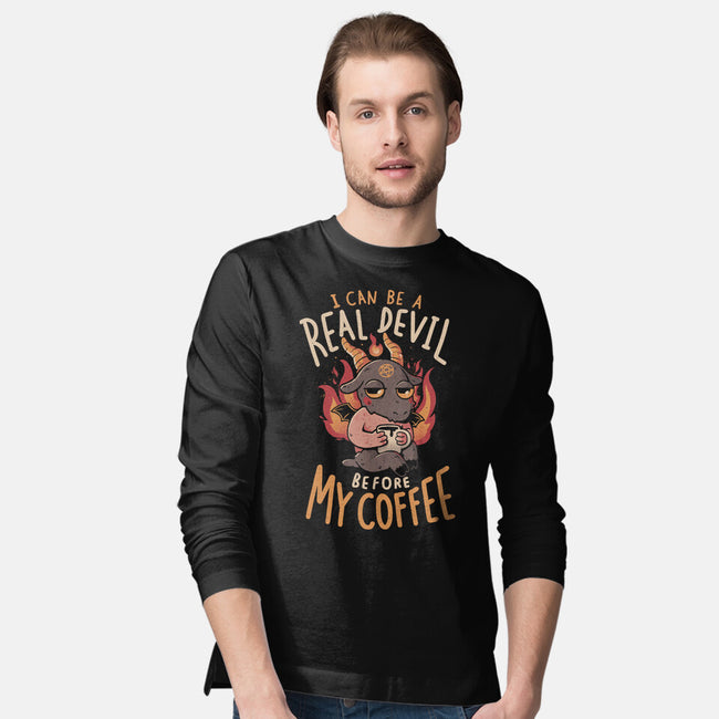 Real Devil Before My Coffee-Mens-Long Sleeved-Tee-eduely