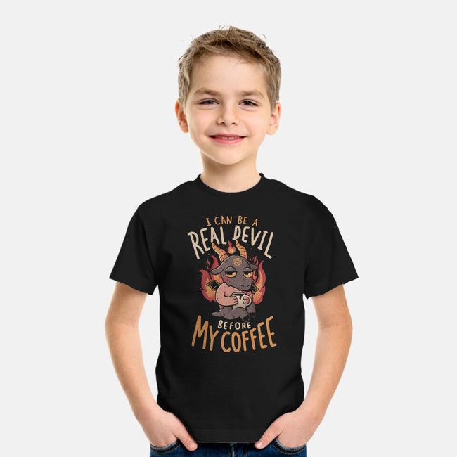 Real Devil Before My Coffee-Youth-Basic-Tee-eduely