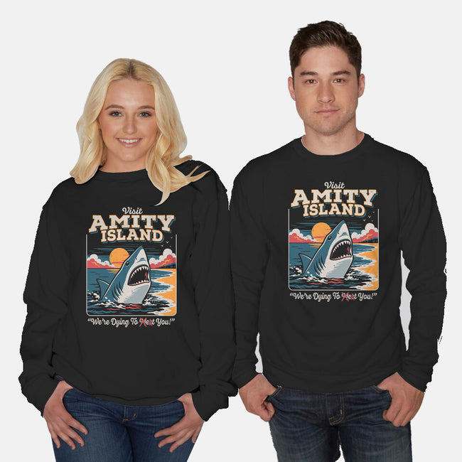 Visit Amity Island-Unisex-Crew Neck-Sweatshirt-Nemons