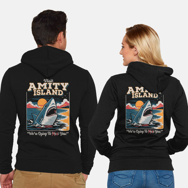 Visit Amity Island-Unisex-Zip-Up-Sweatshirt-Nemons