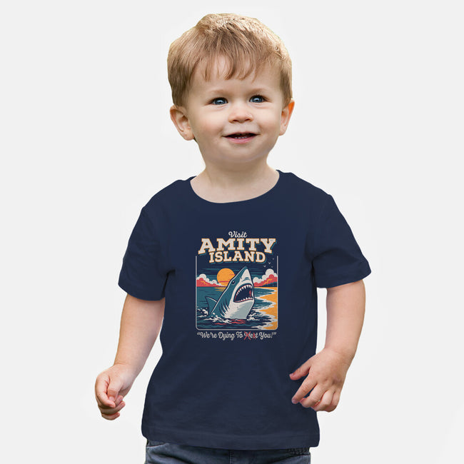 Visit Amity Island-Baby-Basic-Tee-Nemons