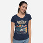 Visit Amity Island-Womens-V-Neck-Tee-Nemons