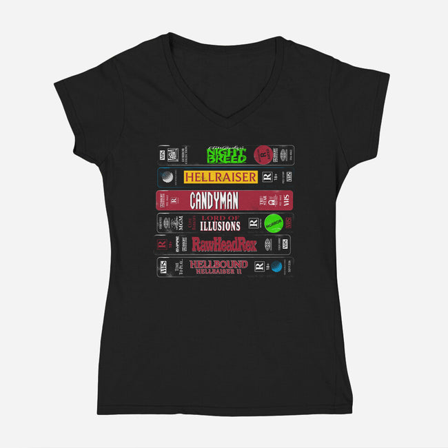 VHS Barker-Womens-V-Neck-Tee-Nemons