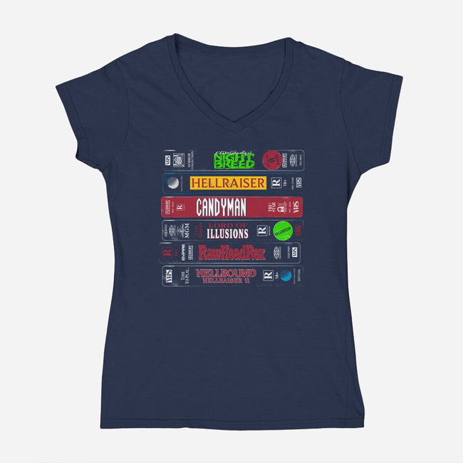 VHS Barker-Womens-V-Neck-Tee-Nemons