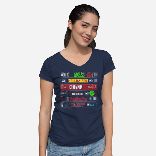 VHS Barker-Womens-V-Neck-Tee-Nemons