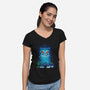 Derpy Tiger Landscape-Womens-V-Neck-Tee-dandingeroz