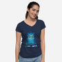 Derpy Tiger Landscape-Womens-V-Neck-Tee-dandingeroz