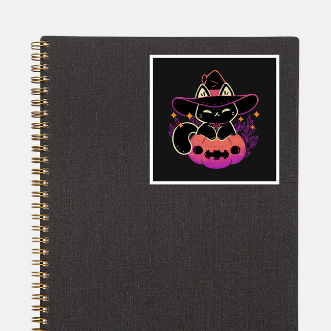 Cute Halloween Cat On Pumpkin-None-Glossy-Sticker-xMorfina