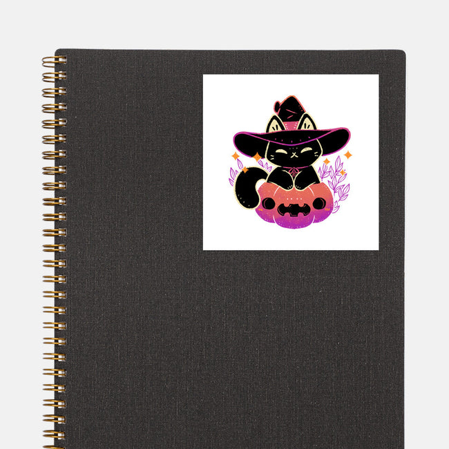 Cute Halloween Cat On Pumpkin-None-Glossy-Sticker-xMorfina