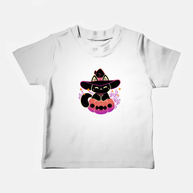 Cute Halloween Cat On Pumpkin-Baby-Basic-Tee-xMorfina