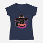 Cute Halloween Cat On Pumpkin-Womens-V-Neck-Tee-xMorfina