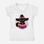 Cute Halloween Cat On Pumpkin-Womens-V-Neck-Tee-xMorfina
