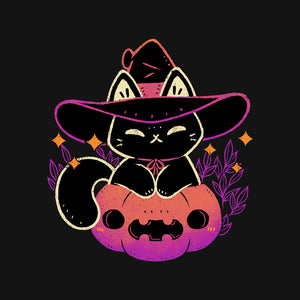 Cute Halloween Cat On Pumpkin