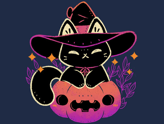 Cute Halloween Cat On Pumpkin