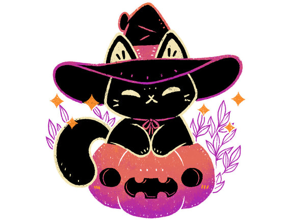 Cute Halloween Cat On Pumpkin