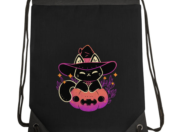 Cute Halloween Cat On Pumpkin