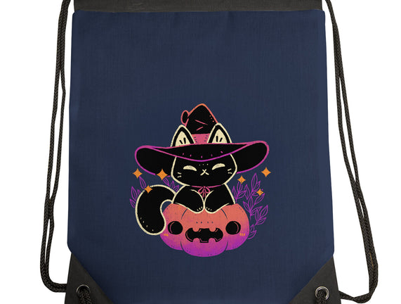 Cute Halloween Cat On Pumpkin