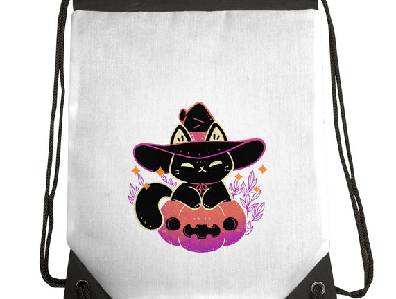 Cute Halloween Cat On Pumpkin