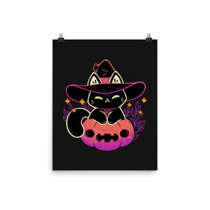 Cute Halloween Cat On Pumpkin