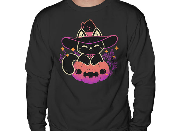 Cute Halloween Cat On Pumpkin