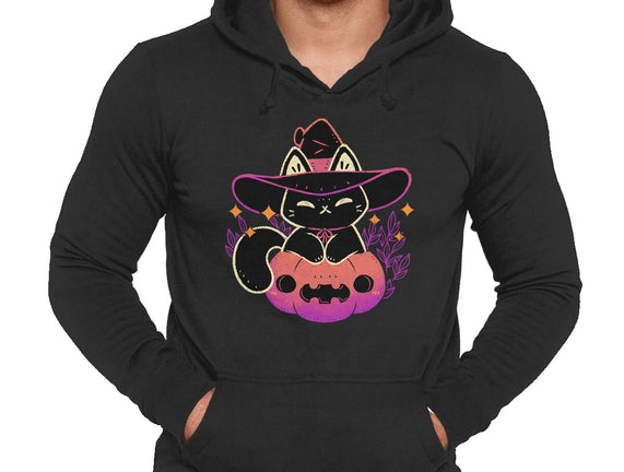 Cute Halloween Cat On Pumpkin