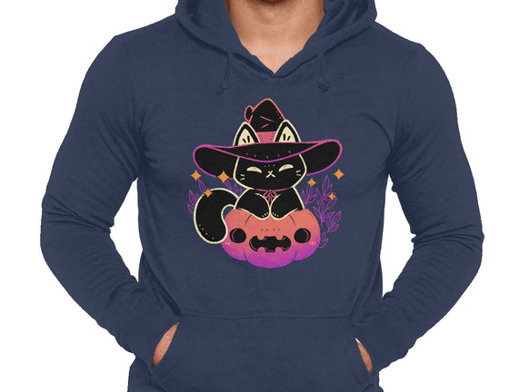 Cute Halloween Cat On Pumpkin