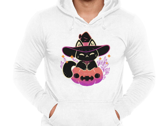 Cute Halloween Cat On Pumpkin