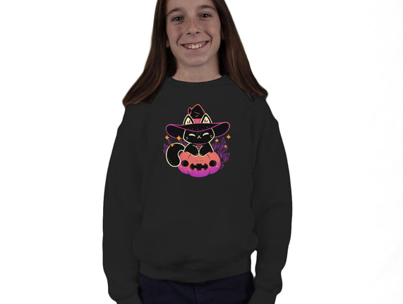 Cute Halloween Cat On Pumpkin