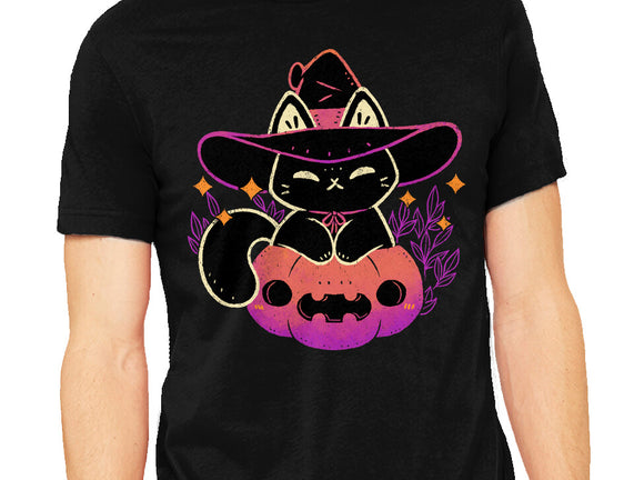 Cute Halloween Cat On Pumpkin