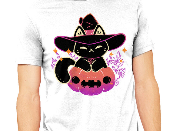 Cute Halloween Cat On Pumpkin