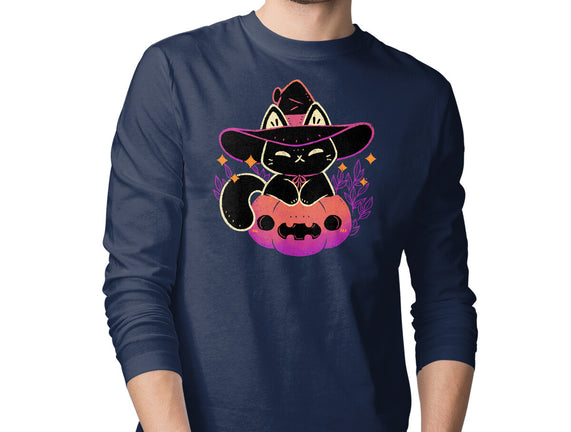 Cute Halloween Cat On Pumpkin