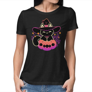 Cute Halloween Cat On Pumpkin