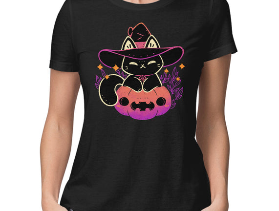 Cute Halloween Cat On Pumpkin