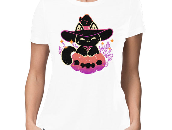 Cute Halloween Cat On Pumpkin