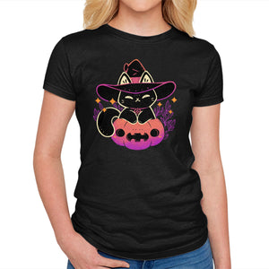 Cute Halloween Cat On Pumpkin