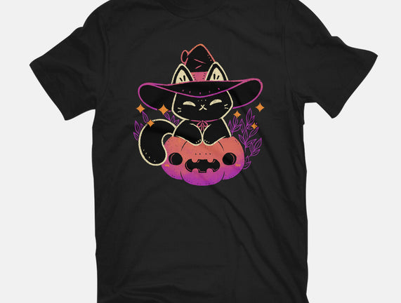 Cute Halloween Cat On Pumpkin