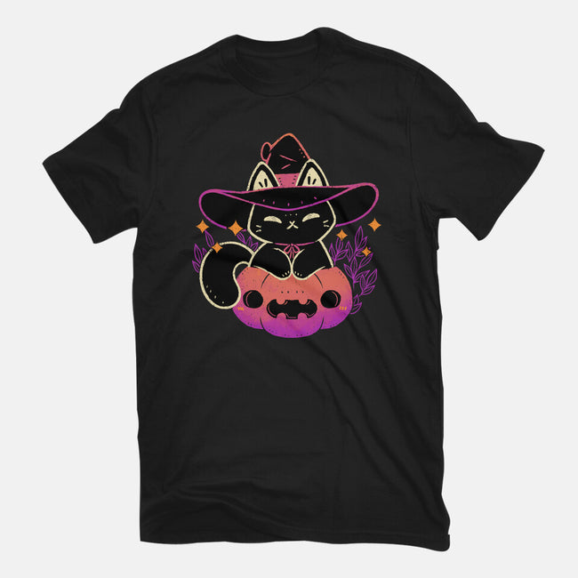 Cute Halloween Cat On Pumpkin-Mens-Basic-Tee-xMorfina