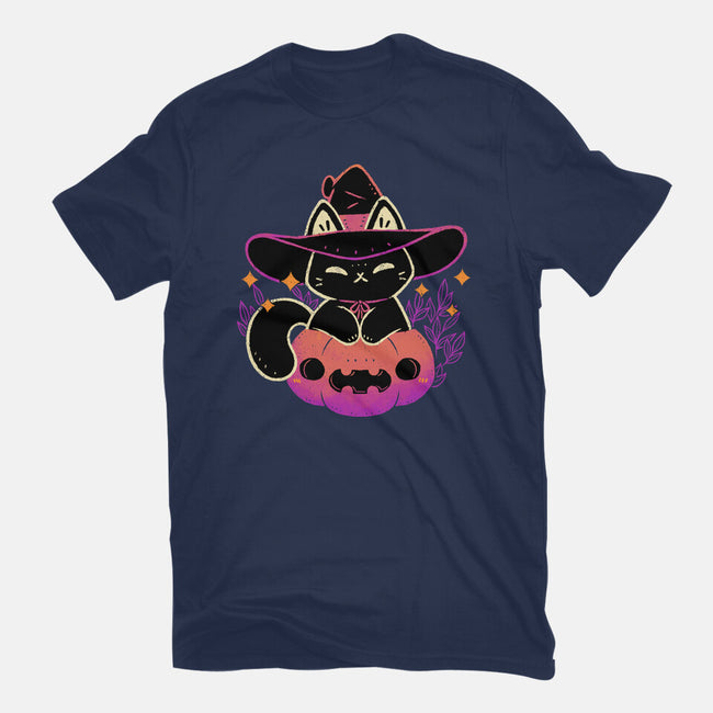 Cute Halloween Cat On Pumpkin-Mens-Heavyweight-Tee-xMorfina