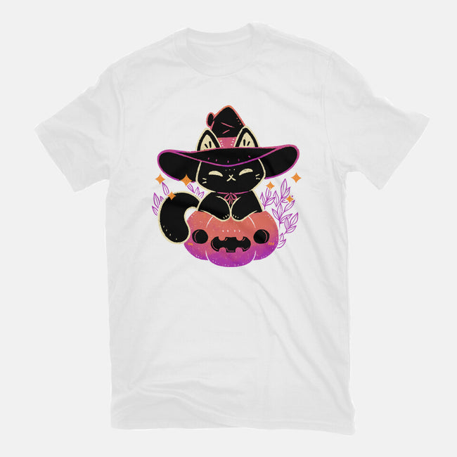 Cute Halloween Cat On Pumpkin-Womens-Fitted-Tee-xMorfina