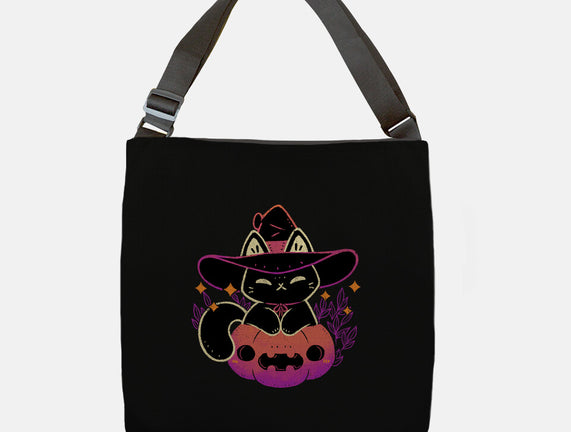 Cute Halloween Cat On Pumpkin