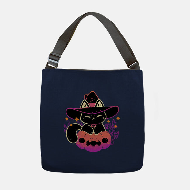 Cute Halloween Cat On Pumpkin-None-Adjustable Tote-Bag-xMorfina