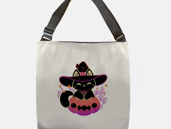 Cute Halloween Cat On Pumpkin
