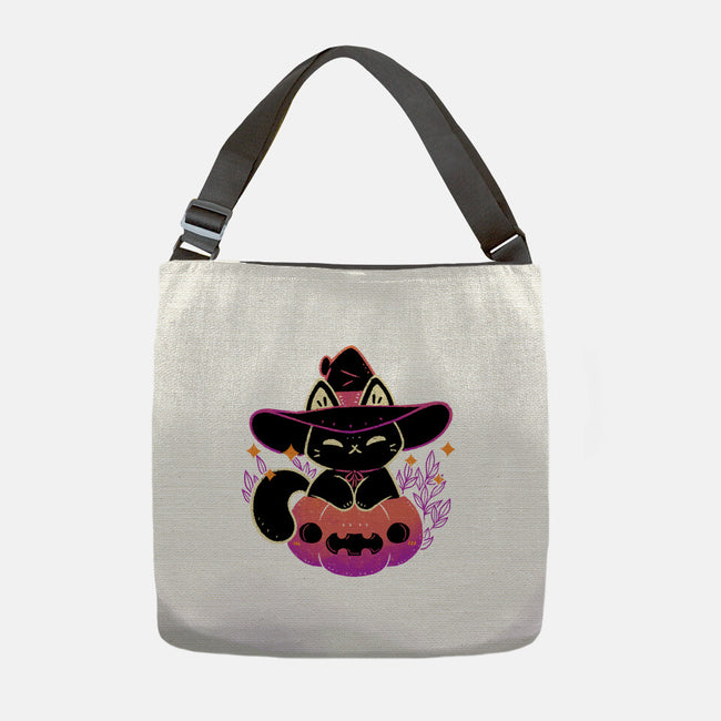 Cute Halloween Cat On Pumpkin-None-Adjustable Tote-Bag-xMorfina