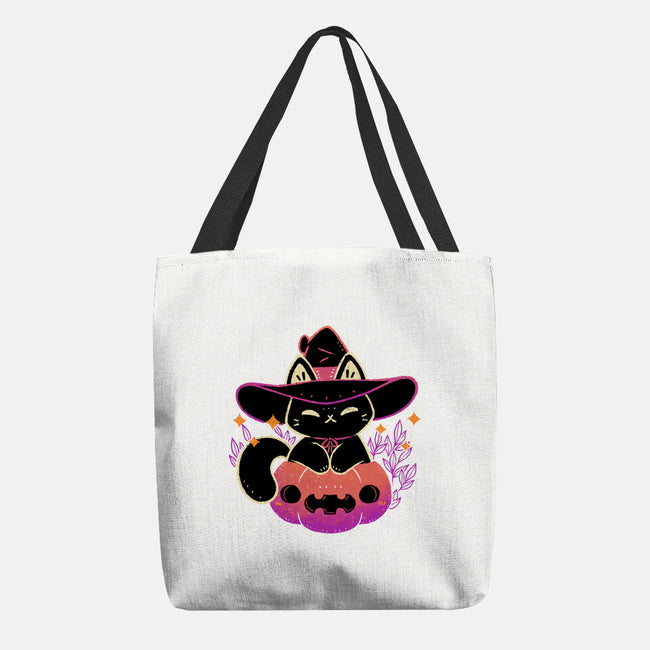 Cute Halloween Cat On Pumpkin-None-Basic Tote-Bag-xMorfina