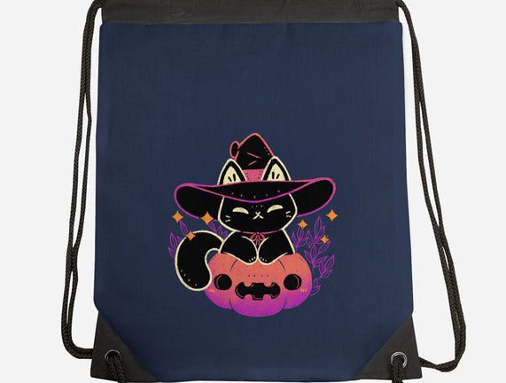 Cute Halloween Cat On Pumpkin